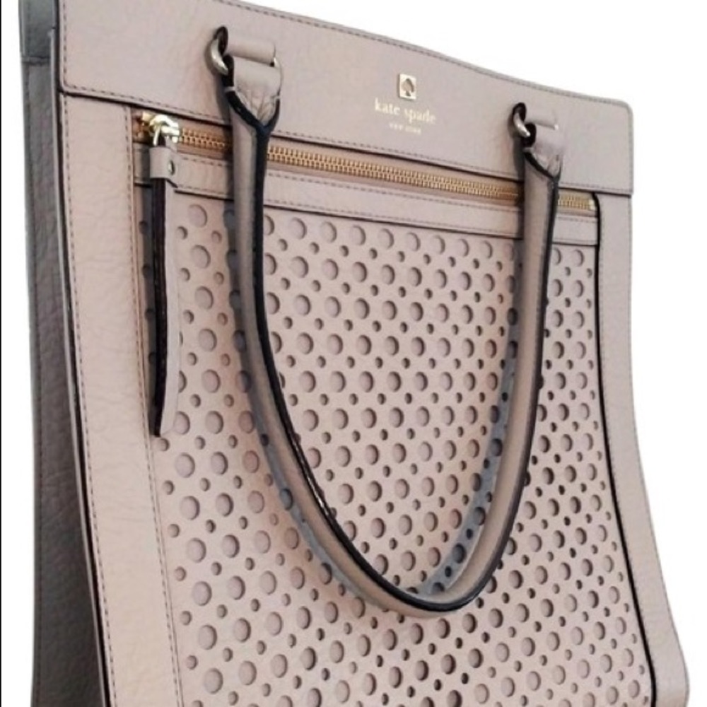 Kate Spade Perri Lane Bubbles Beige Leather Tote